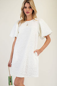 Scottie Puff Sleeve Dress - Off White