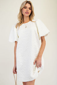Scottie Puff Sleeve Dress - Off White