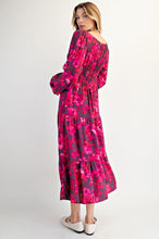 Load image into Gallery viewer, Sunday Morning Floral Dress - Ruby Plum