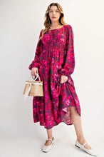 Load image into Gallery viewer, Sunday Morning Floral Dress - Ruby Plum