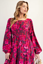 Load image into Gallery viewer, Sunday Morning Floral Dress - Ruby Plum