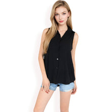 Load image into Gallery viewer, Sleeveless Button Top -White