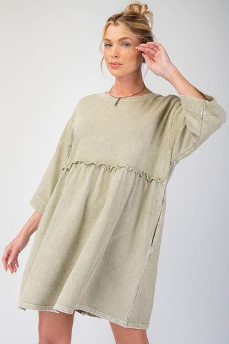 Emerson Mineral Wash Dress - Faded Sage