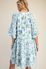 Load image into Gallery viewer, Sabrina Floral Ruffle Dress - Blue White