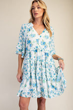 Load image into Gallery viewer, Sabrina Floral Ruffle Dress - Blue White