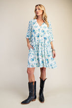 Load image into Gallery viewer, Sabrina Floral Ruffle Dress - Blue White