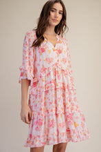 Load image into Gallery viewer, Sabrina Floral Ruffle Dress - Cotton Pink