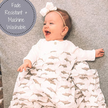 Load image into Gallery viewer, Baby Shark Muslin Swaddle Blanket