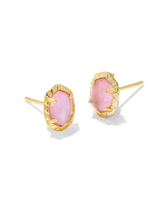 Kendra Scott Daphne Gold Stud Earrings in Light Pink Iridescent Abalone