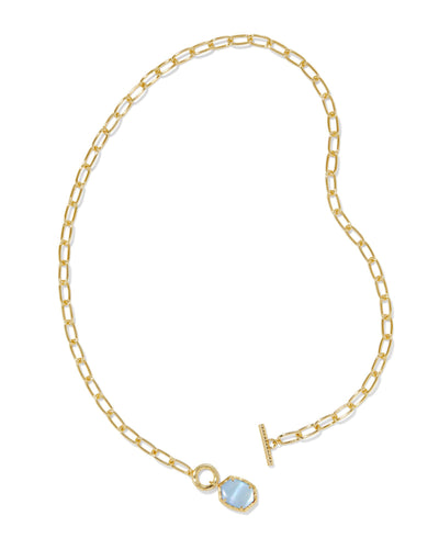 Kendra Scott Daphne Gold Chain Necklace in Light Blue Mother of Pearl