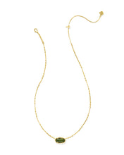 Load image into Gallery viewer, Kendra Scott Elisa Gold Bamboo Frame Short Pendant Necklace in Sage Serpentine