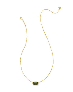 Kendra Scott Elisa Gold Bamboo Frame Short Pendant Necklace in Sage Serpentine