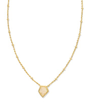 Load image into Gallery viewer, Kendra Scott Framed Gold Tess Satellite Short Pendant Necklace in Iridescent Drusy