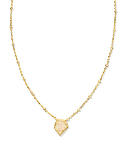 Kendra Scott Framed Gold Tess Satellite Short Pendant Necklace in Iridescent Drusy