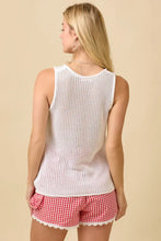 Load image into Gallery viewer, USA Embroidered Crochet Tank - White