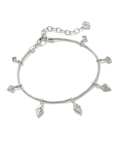 Kendra Scott Kinsley Silver Delicate Chain Bracelet in White Crystal