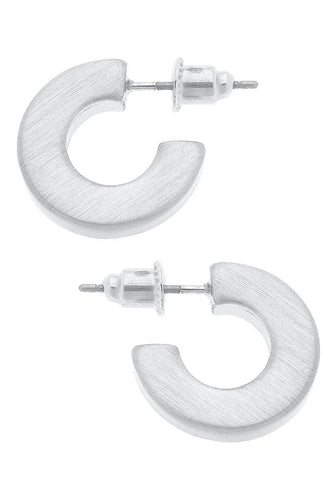 Canvas Emmy Small Flat Hoop Earrings in Satin Silver