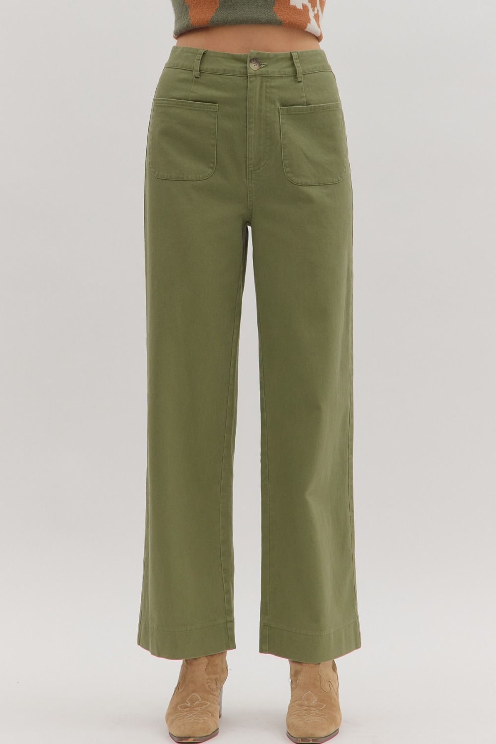 Danny Wide Leg Pants - Olive