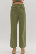 Danny Wide Leg Pants - Olive