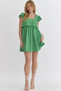 Eva Scallop Mini Dress - Green