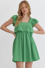 Load image into Gallery viewer, Eva Scallop Mini Dress - Green