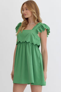 Eva Scallop Mini Dress - Green