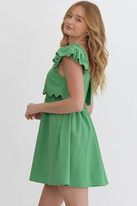 Eva Scallop Mini Dress - Green