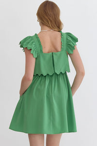 Eva Scallop Mini Dress - Green