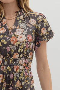 Lainey Floral Maxi Dress - Chocolate