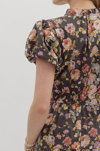 Lainey Floral Maxi Dress - Chocolate