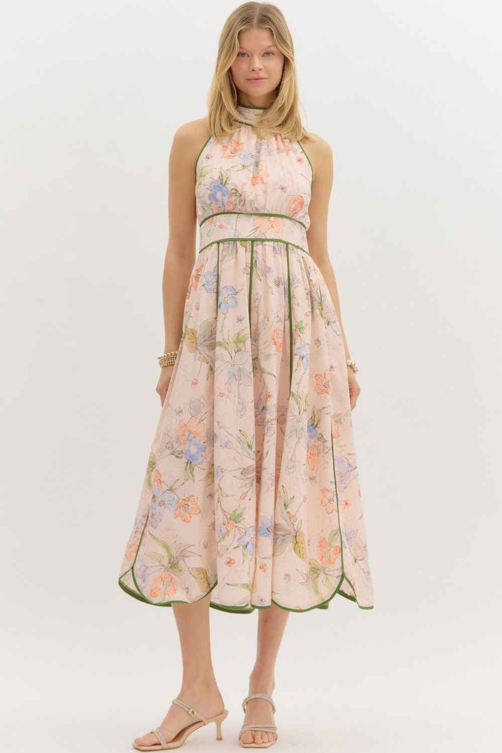 Kaia Halter Midi Dress - Blush