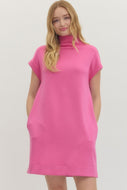 Tina Mock Neck Dress - Pink