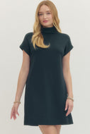 Tina Mock Neck Dress - Navy