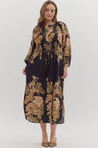 Jennifer Botanical Maxi Dress - Black