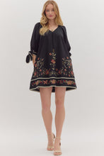 Load image into Gallery viewer, Megan Floral Embroidered Dress - Black