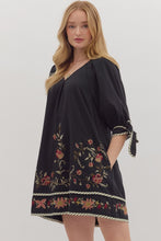 Load image into Gallery viewer, Megan Floral Embroidered Dress - Black
