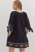 Load image into Gallery viewer, Megan Floral Embroidered Dress - Black