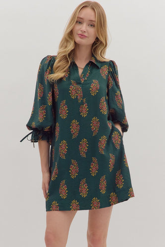 Dahlia Floral Dress - Hunter Green *Regular & Curvy*