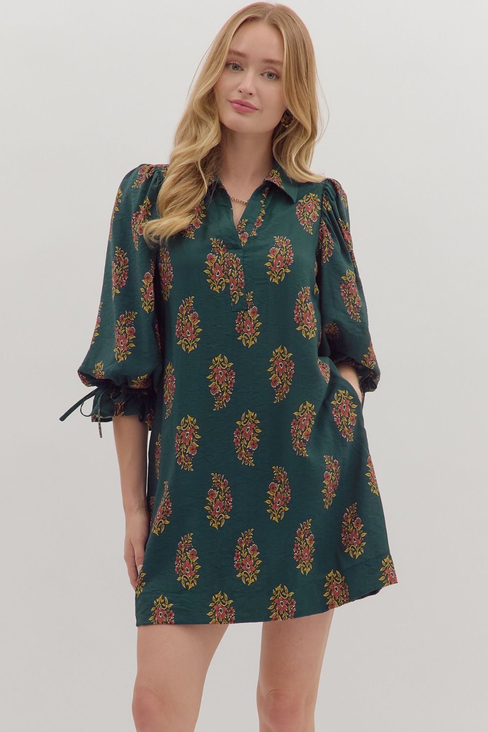 Dahlia Floral Dress - Hunter Green *Regular & Curvy*