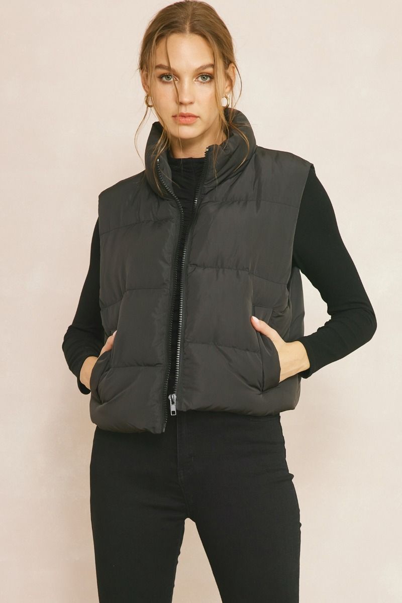 The Mother Cropped Puffer Vest