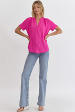 Load image into Gallery viewer, Keep it Simple V-Neck Top - Hot Pink *Regular &amp; Curvy*
