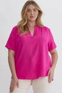 Keep it Simple V-Neck Top - Hot Pink *Regular & Curvy*