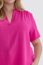 Load image into Gallery viewer, Keep it Simple V-Neck Top - Hot Pink *Regular &amp; Curvy*