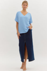 Blissful Basics V-Neck Top - Blue