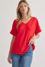 Load image into Gallery viewer, Blissful Basics V-Neck Top - Red *Regular &amp; Curvy*