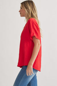 Blissful Basics V-Neck Top - Red *Regular & Curvy*