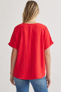 Blissful Basics V-Neck Top - Red *Regular & Curvy*