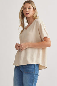 Blissful Basics V-Neck Top - Oatmeal