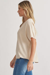 Blissful Basics V-Neck Top - Oatmeal