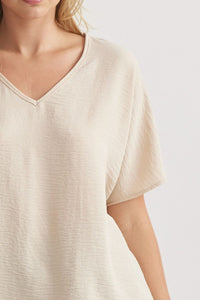 Blissful Basics V-Neck Top - Oatmeal